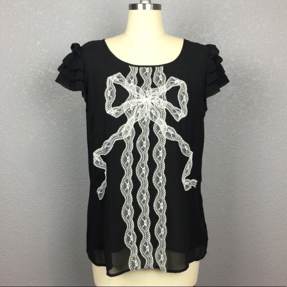 Romeo & Juliet Couture Black Bow Top